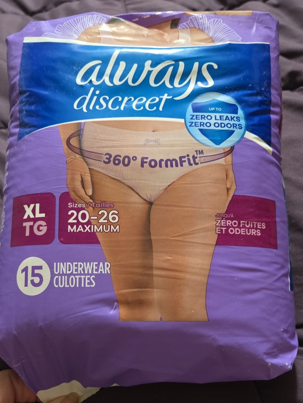 Always Discreet Maximum Absorbency Incontinence Underwear 15 Pair Sizes 20-26 XL